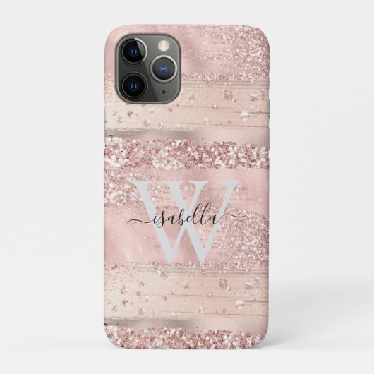 Coques Case-Mate iPhone Rose Brush Strots Parties scintillant Script Monog (Dos)