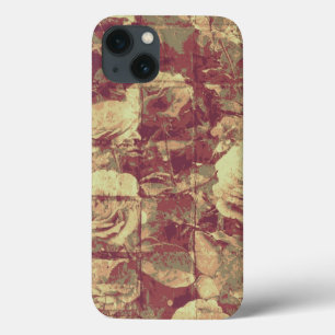 iPhone 13 Coque Rose camouflage pattern on tiled wall background