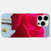 Coques Case-Mate iPhone Rose Céleste | Belle Fleur Rouge sur Fond Bleu (Verso (horizontal))