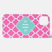 Coques Case-Mate iPhone Rose Chaud2 Avec Marocain #5 Turquoise 3 Init Mono (Verso (horizontal))