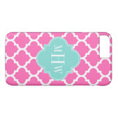 Coques Case-Mate iPhone Rose Chaud2 Avec Marocain #5 Turquoise 3 Init Mono (Dos (Horizontal))