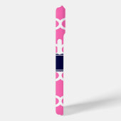 Coques Case-Mate iPhone Rose Chaud2 Blanc Marocain #5 Bleu Marine Monogram (Verso / Droite)