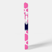 Coques Case-Mate iPhone Rose Chaud2 Blanc Marocain #5 Bleu Marine Monogram (Verso / Gauche)