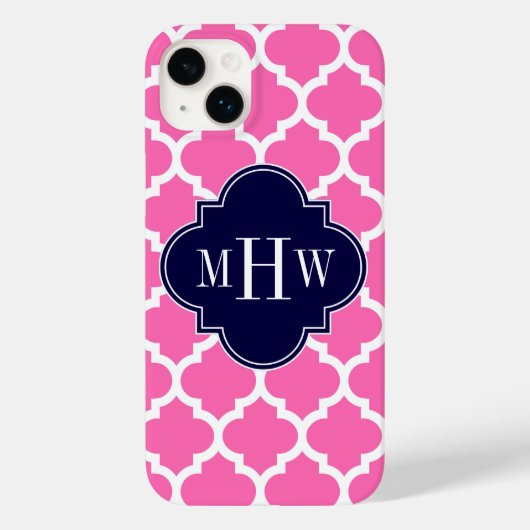 Coques Case-Mate iPhone Rose Chaud #2 Blanc Marocain #5 Navy 3 Monogramme (Verso)
