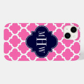 Coques Case-Mate iPhone Rose Chaud #2 Blanc Marocain #5 Navy 3 Monogramme (Verso (horizontal))