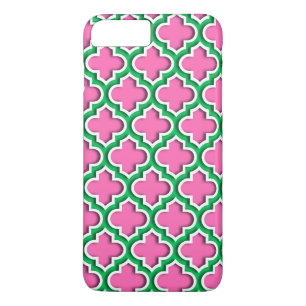 Coque iPhone 8 Plus/7 Plus Rose chaud #2, Emeraude, Quatrefoil marocain #5DS