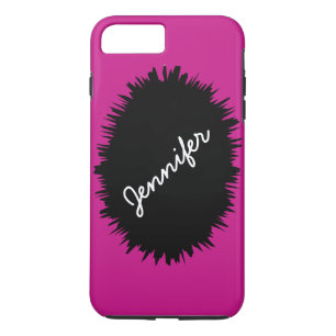 Case-Mate iPhone Case Rose chaud avec éclat noir, nom de script personn