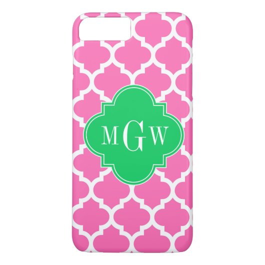 Coques Case-Mate iPhone Rose chaud avec marocain #5 Emerald 3 Monogramme i (Dos)