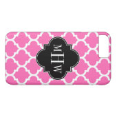 Coques Case-Mate iPhone Rose Chaud Avec Marocain #5 Noir 3 Monogramme Init (Dos (Horizontal))
