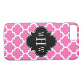Coques Case-Mate iPhone Rose Chaud Avec Marocain #5 Noir 3 Monogramme Init (Dos (Horizontal))