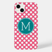 Coques Case-Mate iPhone Rose chaud et Pois Turquoises avec Monogramme pers (Verso)