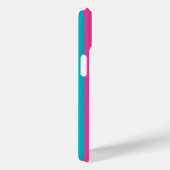Coques Case-Mate iPhone Rose Chaud et Rayures Monogrammées Turquoise (Verso / Droite)