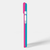 Coques Case-Mate iPhone Rose Chaud et Rayures Monogrammées Turquoise (Verso / Gauche)