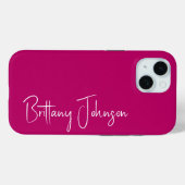 Coques Case-Mate iPhone Rose Chaude Monogrammée  (Verso (horizontal))