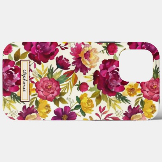 Coques Case-Mate iPhone Rose d'aquarelle romantique Nom du Motif (Verso (horizontal))