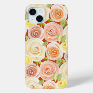 Coque iPhone 15 Mini Rose d'aquarelle traité