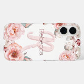 Coques Case-Mate iPhone Rose d'aquarelle Wreath personnalisée | BLANCHE (Verso (horizontal))