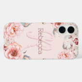 Coques Case-Mate iPhone Rose d'aquarelle Wreath personnalisée | Rose (Verso (horizontal))