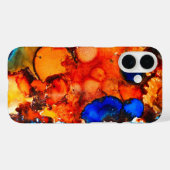 Coques Case-Mate iPhone Rose d'art abstrait orange rouille (Verso (horizontal))