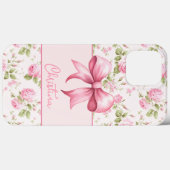 Coques Case-Mate iPhone Rose de cottage rose avec coquette Bow (Verso (horizontal))