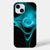 Coques Case-Mate iPhone ROSE DE FRACTAL BLEU AQUA turquoise EN NOIR (Verso)