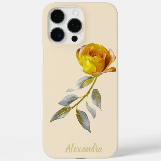 Coques Case-Mate iPhone Rose de la Paix w'Pale Green & Gold Mariage feuill (Verso)