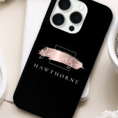 Coques Case-Mate iPhone Rose de luxe Monogram Chic Brush Stroke Noir