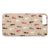 Coques Case-Mate iPhone rose de motif de chats (Dos (Horizontal))
