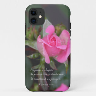 Coques Pour iPhone Rose de rose, vers de bible au sujet d'espoir,