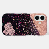 Coques Case-Mate iPhone Rose de verre Parties scintillant noire Roses (Verso (horizontal))
