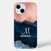 Coques Case-Mate iPhone Rose d'or Marine Bleu Abstrait tendance (Verso)