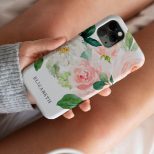 Case-Mate iPhone Case Rose doré aquarelle florale ivoire avec votre nom