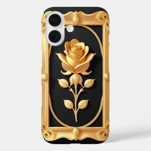 Coques iPhone 16 Rose Dorée Avec Détails Ornés Élégants