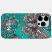 Coques Case-Mate iPhone Rose Dorée Papillon sarcelle Nom Personnalisé (Verso (horizontal))