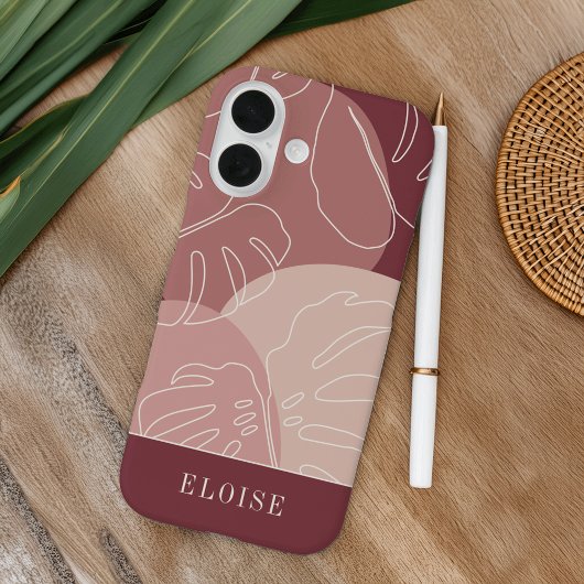 Coques Case-Mate iPhone Rose du désert Boho Tropical Monstera Leaf