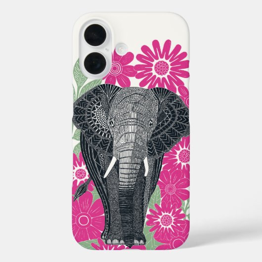 Coques Case-Mate iPhone rose éléphant folksy (Verso)