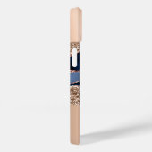 Coques Case-Mate iPhone Rose en marbre bleu Parties scintillant or Nom (Verso / Droite)