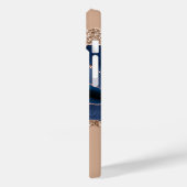 Coques Case-Mate iPhone Rose en marbre bleu Parties scintillant or Nom (Verso / Gauche)