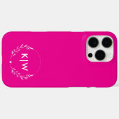 Coques Case-Mate iPhone Rose et Blanc | Monogramme Initiales Moderne (Verso (horizontal))