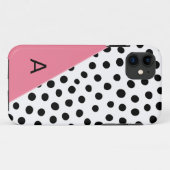 Coques Case-Mate iPhone Rose et monogramme repéré par noir (Dos (Horizontal))