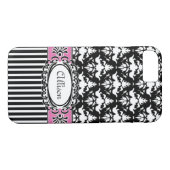 Coques Case-Mate iPhone Rose et noir de damassé de Demoiselle de Paris (Dos (Horizontal))