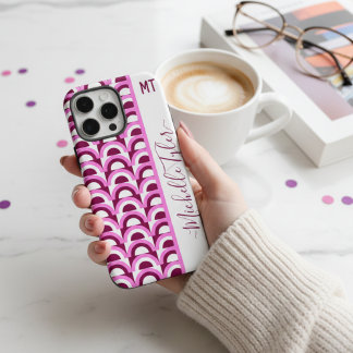 Coques iPhone 16 Pro Max Rose et prune géométriques milieu du siècle Arcs N