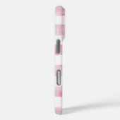 Coques Case-Mate iPhone Rose Féminin Blanc Carreaux Rayures (Verso / Droite)