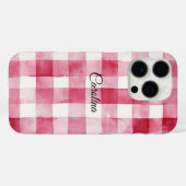 Coques Case-Mate iPhone Rose Féminin Blanc Carreaux Rayures (Verso (horizontal))