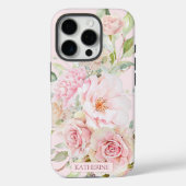 Coques Case-Mate iPhone Rose Fleur Florale Aquarelle Rose Blush Monogramme (Verso)