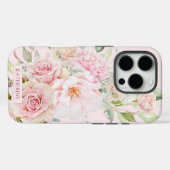 Coques Case-Mate iPhone Rose Fleur Florale Aquarelle Rose Blush Monogramme (Verso (horizontal))