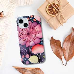 Coque Pour iPhone 15 Rose Floral Aquarelle Bohème Clair et Audacieux