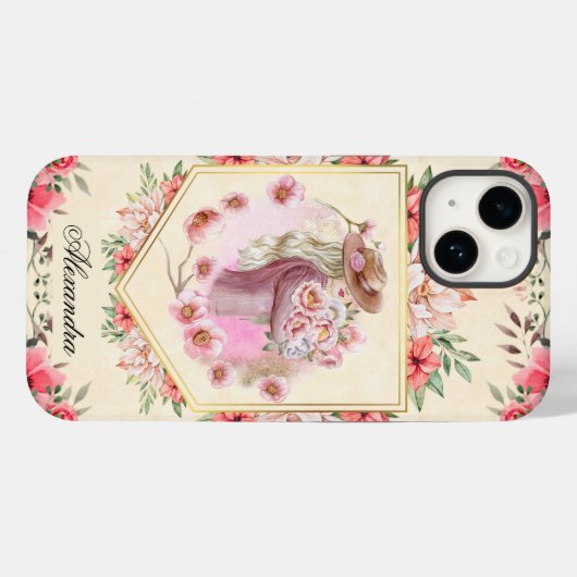 Coques Case-Mate iPhone Rose Floral Girl, Printemps (Verso (horizontal))