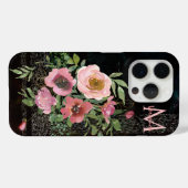 Coques Case-Mate iPhone Rose Floral noir (Verso (horizontal))