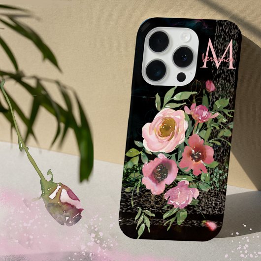 Coques Case-Mate iPhone Rose Floral noir